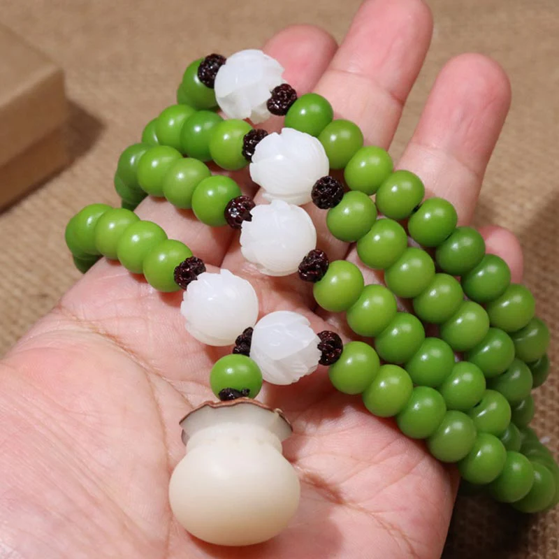 Buddha Stones Natural Bodhi Seed 108 Beads Mala Wisdom Bracelet
