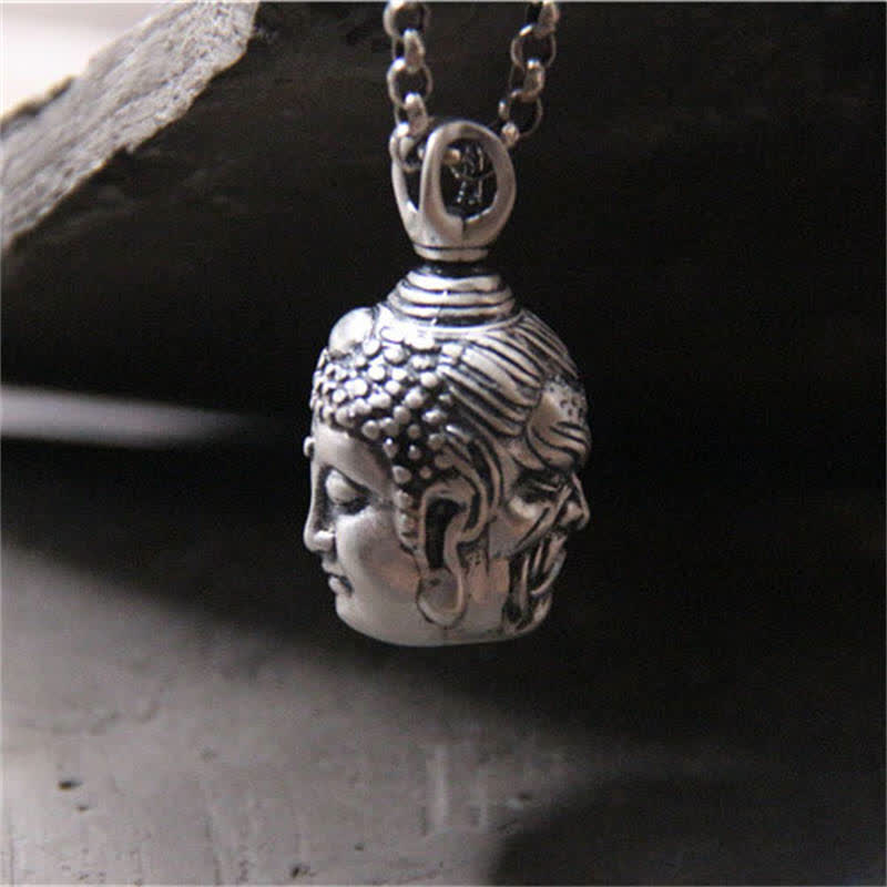Buddha Stones 999 Sterling Silver Buddha Demon Serenity Necklace Pendant