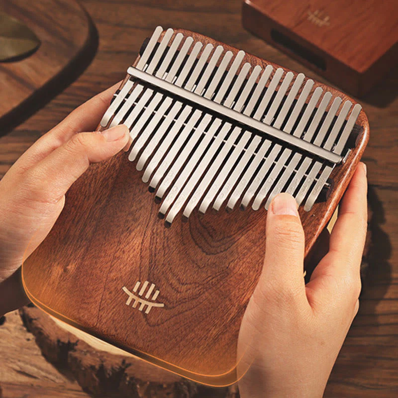 Buddha Stones 21 Keys Kalimba Thumb Piano Yellow Sandalwood Retro Portable Finger Piano