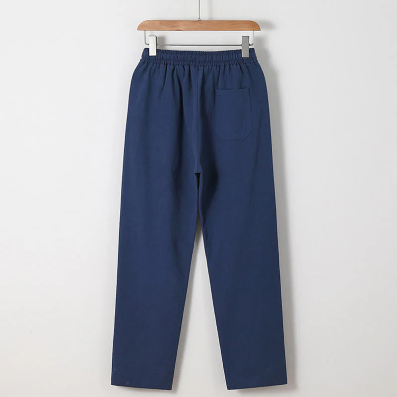 Buddha Stones 2Pcs Chinese Characters Crane Cotton Shirt Pants With Pockets Men's Meditation Cloth Set