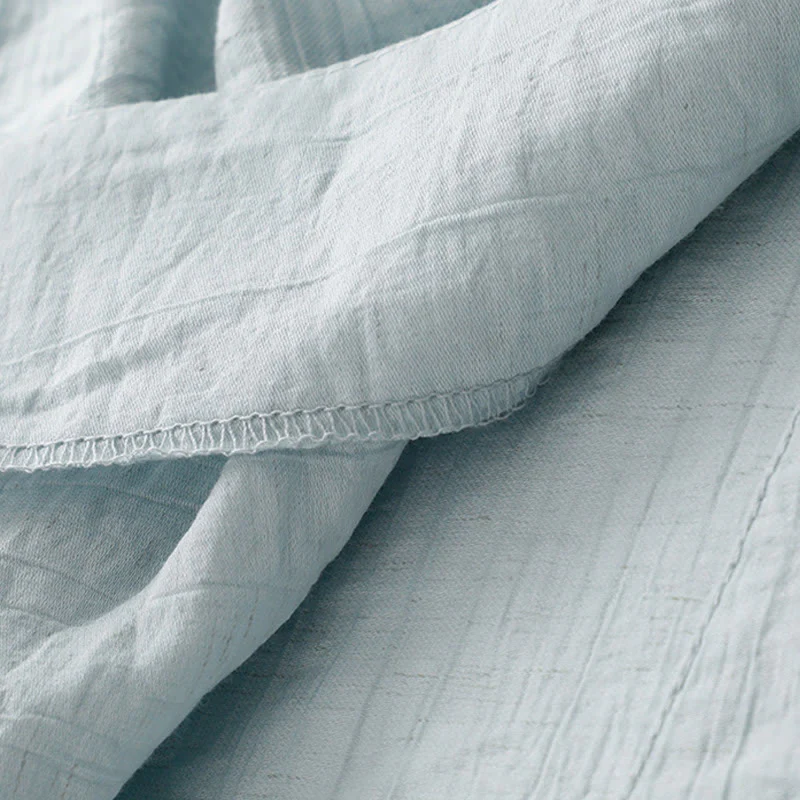 Buddha Stones Casual Plain Asymmetrical Lace-Up Design Puff Short Sleeve Women's Cotton Shirt