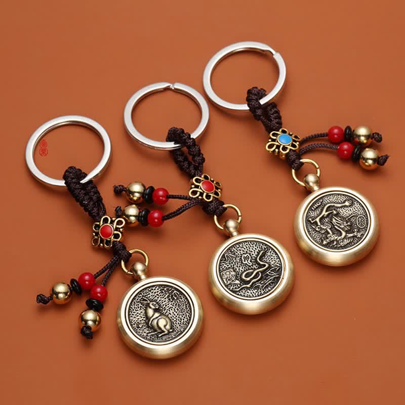 Buddha Stones 12 Chinese Zodiac Blessing Wealth Fortune Keychain