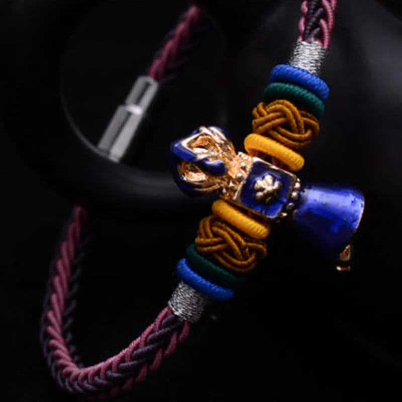 Buddha Stones Tibetan Handmade Dorje Vajra Strength Eight Threads String Bracelet