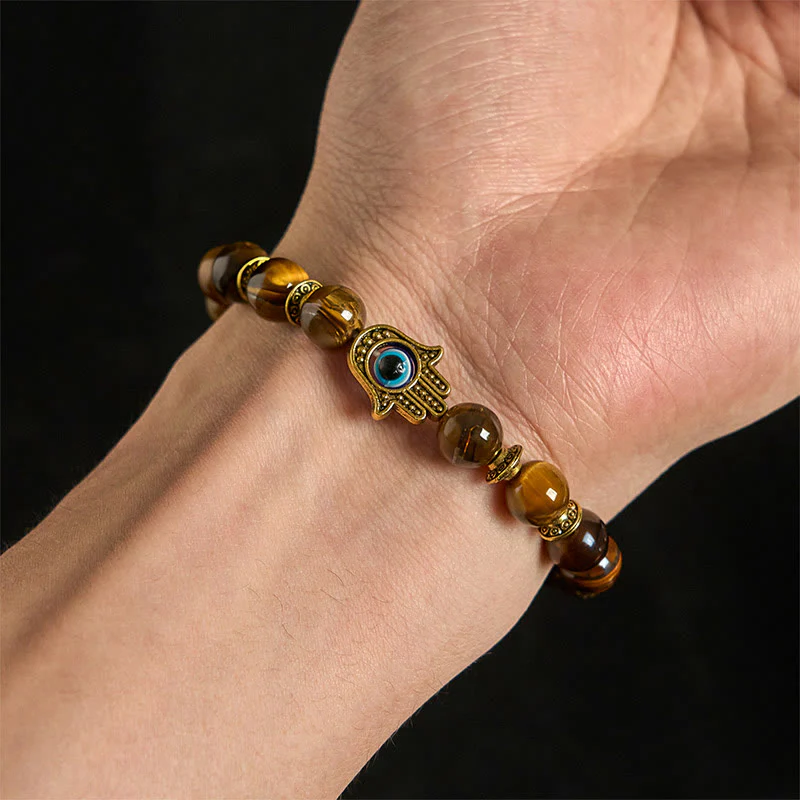 Buddha Stones Tiger Eye Beads Evil Eye Courage Bracelet
