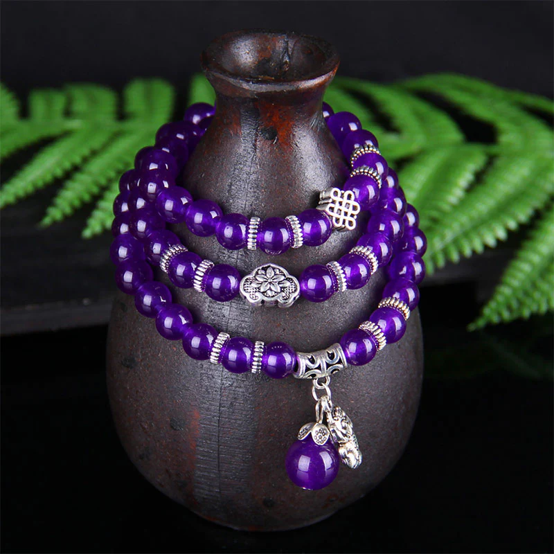 Buddha Stones The Amethyst Pixiu Wealth Bracelet