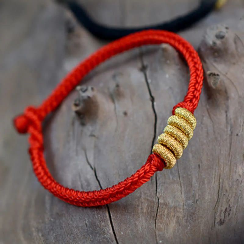 Buddha Stones Handmade Simple Design Chinese Knotting Luck Strength Braid String Bracelet