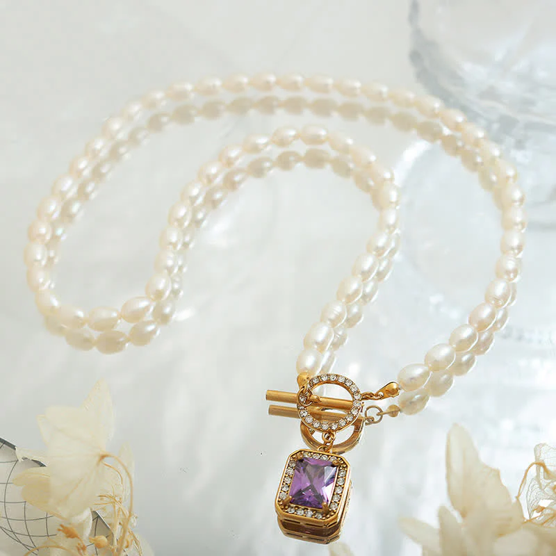 Buddha Stones Pearl Zircon Wealth Charm Necklace Pendant