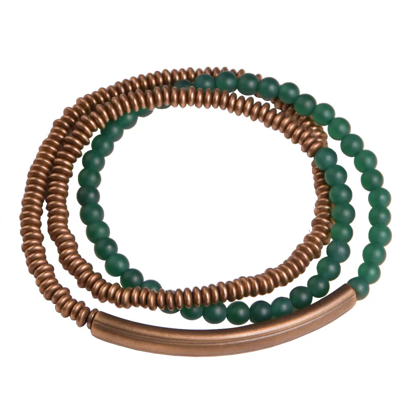 Tibetan Various Agate Stone Copper Protection Triple Wrap Bracelet (Extra 30% Off | USE CODE: FS30)