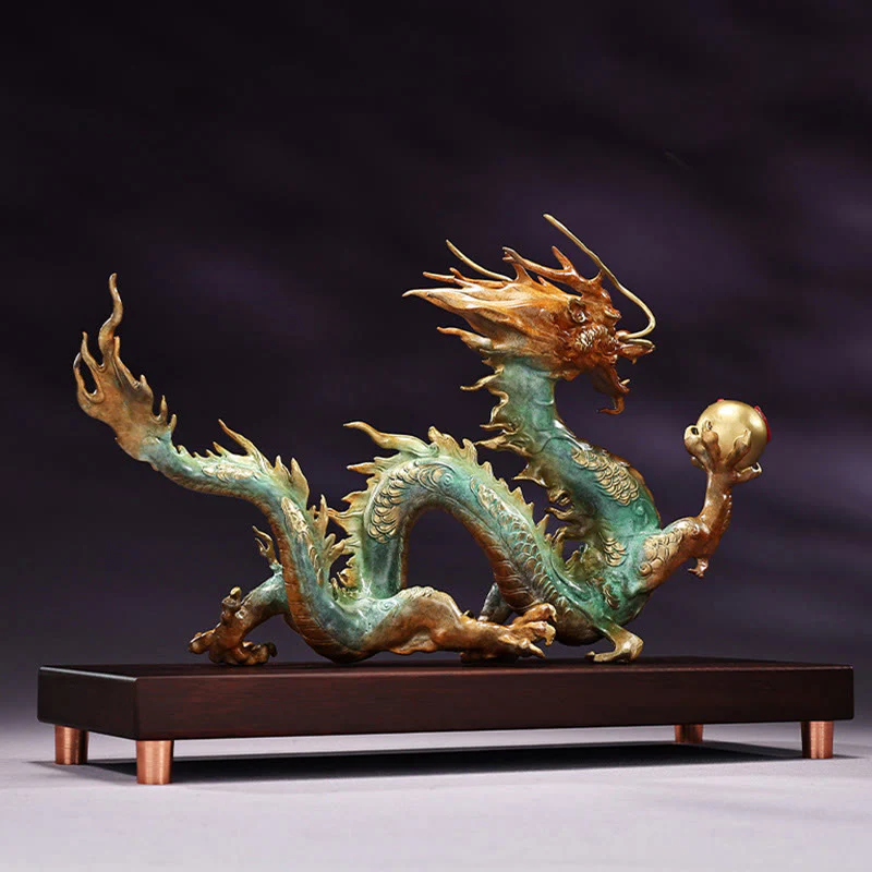 Buddha Stones Year Of The Dragon Auspicious Dragon Brass Copper Luck Success Office Decoration