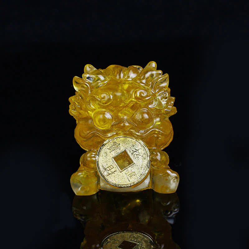 Buddha Stones Handmade Cute PiXiu Gold Coin Crystal Fengshui Energy Wealth Fortune Home Decoration