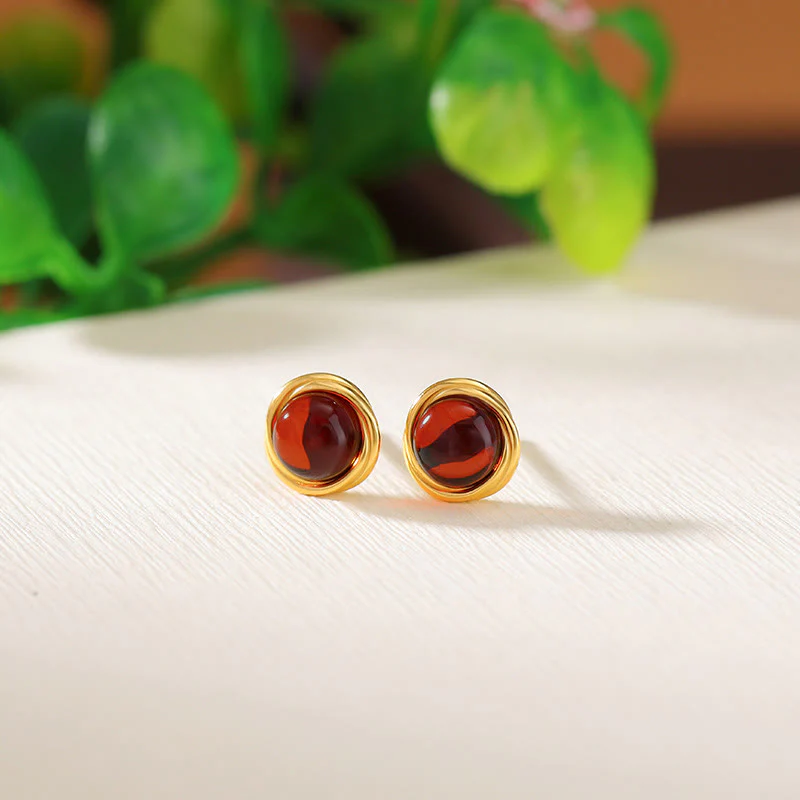 Buddha Stones 925 Sterling Silver Hetian Jade Agate Amber Luck Earrings