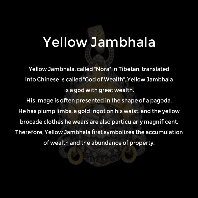 Buddha Stones 925 Sterling Silver Tibetan Yellow Jambhala God of Wealth Protection Necklace Pendant