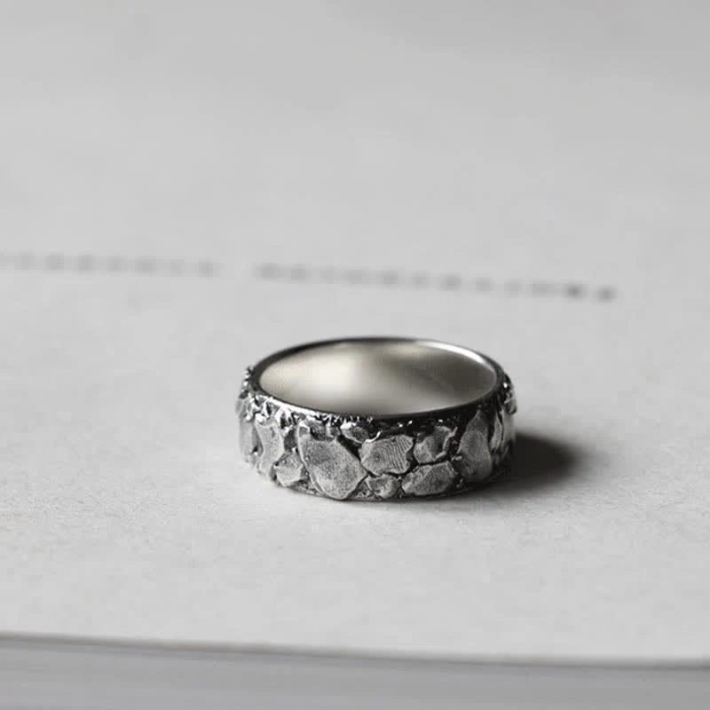 Buddha Stones Rock Pattern Luck Blessing Copper Ring