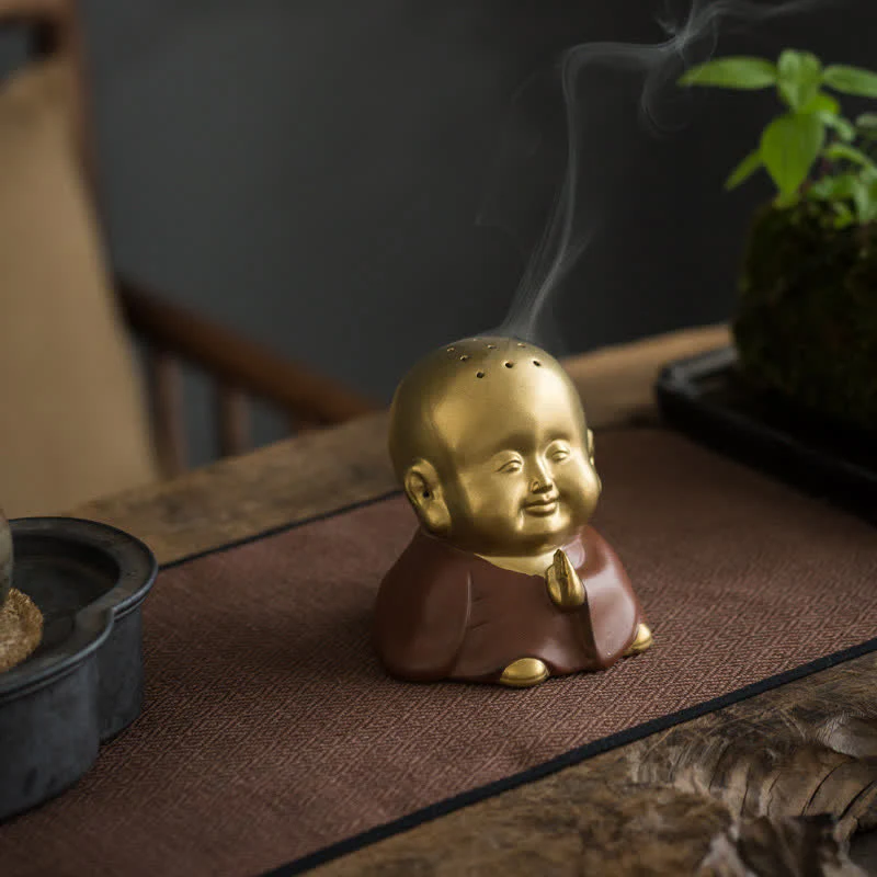 Buddha Stones Little Buddha Laughing Buddha Ceramic Healing Incense Burner