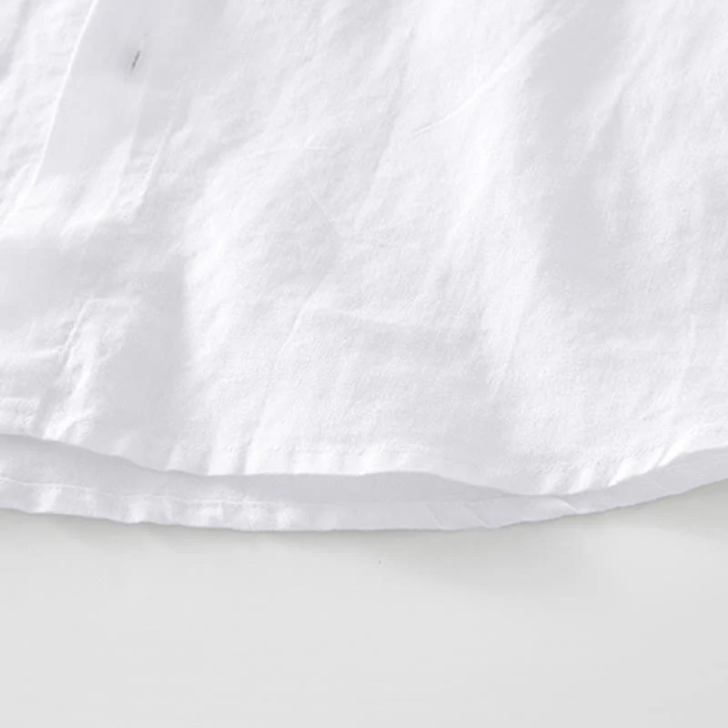 Buddha Stones Summer Buttons Short Sleeve Ramie Linen Cotton Men's Shirt