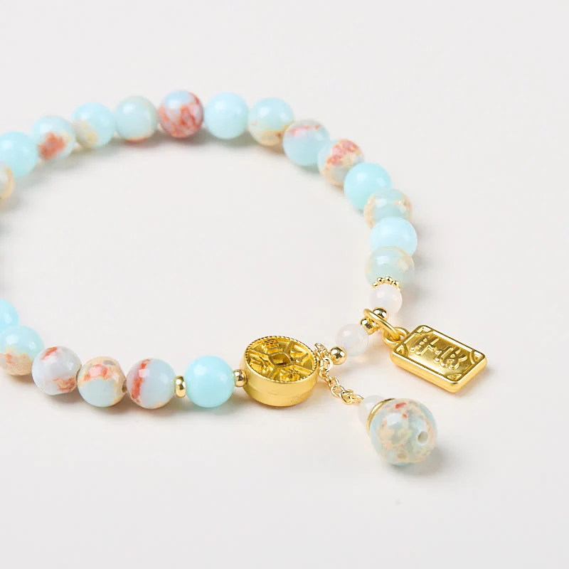 Buddha Stones Shoushan Stone Copper Coin Money From All Directions Wealth Bracelet