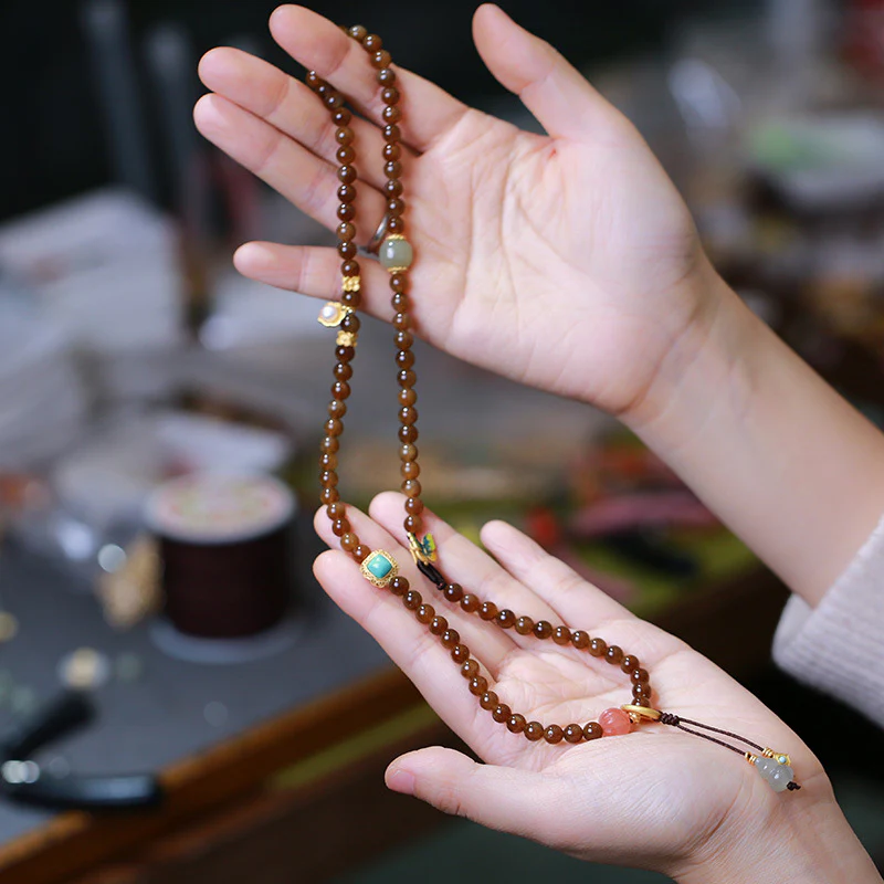 Buddha Stones Jade Butterfly Gourd Prosperity Luck Bracelet Necklace