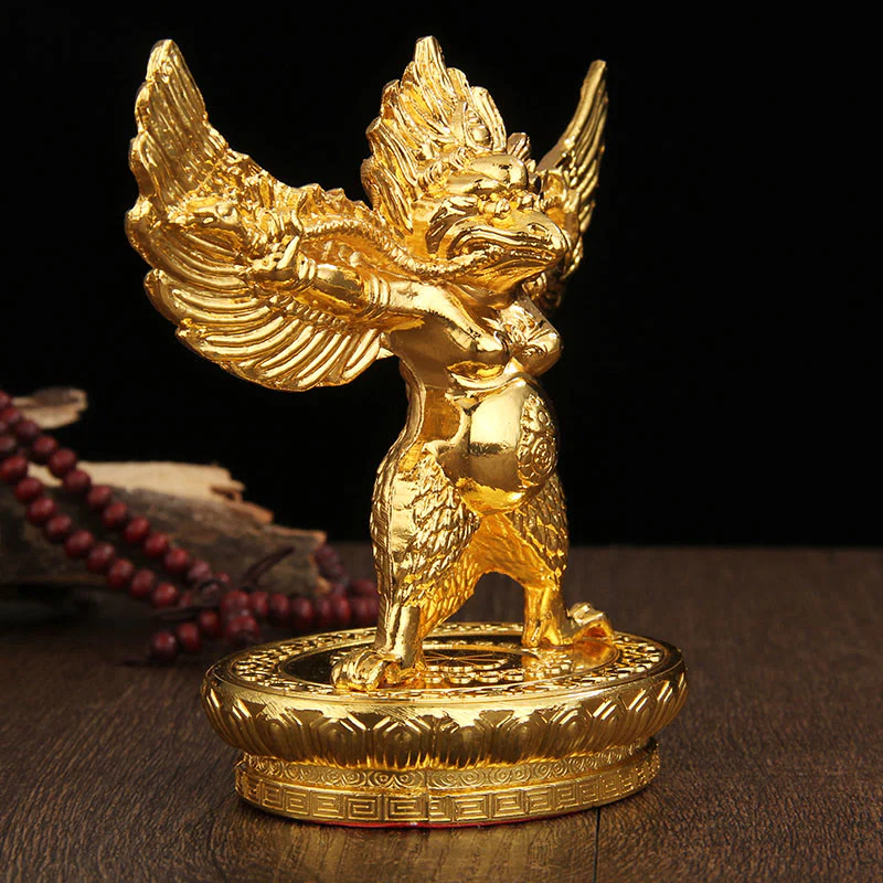 Buddha Stones Tibetan Gold Garuda Bird Alloy Protection Home Decoration