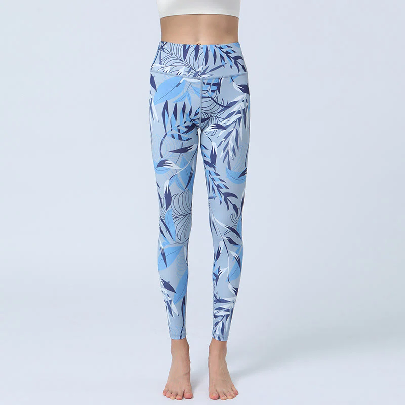 Buddha Stones Flowers Leaves Print Sports Fitness Yoga High Waist Leggings Women's Yoga Pants