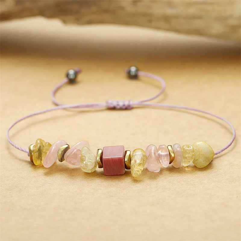 Buddha Stones Thank You Rose Quartz Citrine Rhodonite Passionate Bracelet