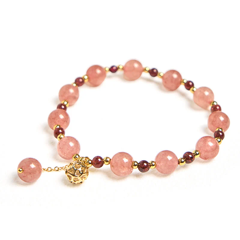 Buddha Stones Natural Strawberry Quartz Garnet Healing Bracelet