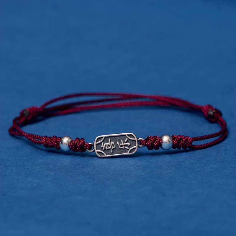 Buddha Stones Handmade 925 Sterling Silver Peace And Joy Safe Well Protection Braided Bracelet