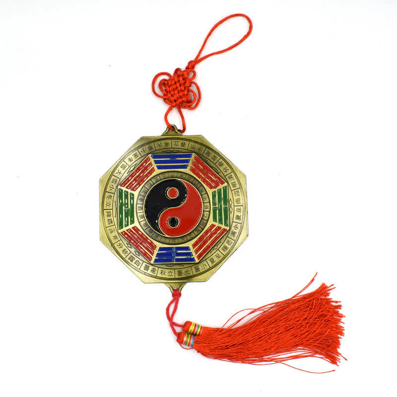 Buddha Stones Feng Shui Bagua Map Five-Emperor Coins Chinese Knotting Harmony Energy Map