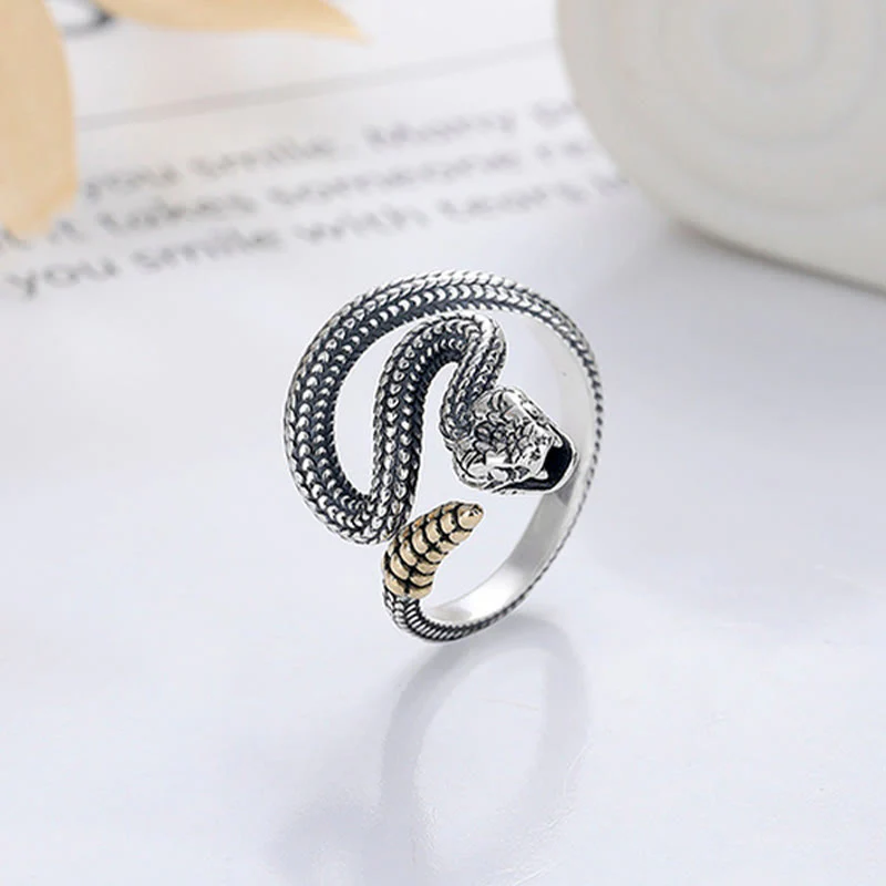 Buddha Stones 925 Sterling Silver Year Of The Snake Calm Balance Adjustable Ring