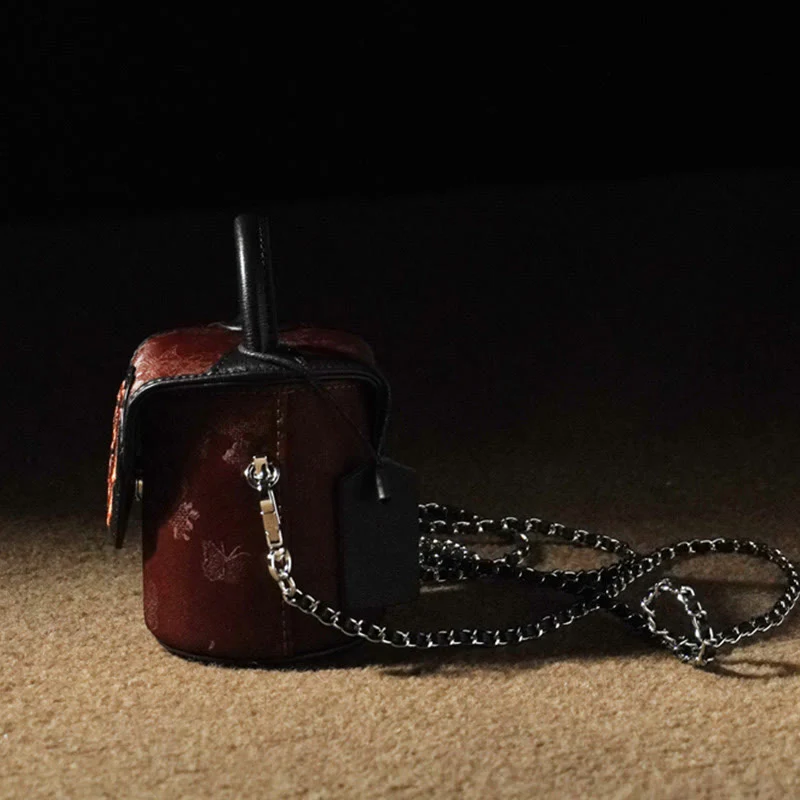 Buddha Stones Auspicious Clouds Butterfly Flowers Xiangyunsha Silk Crossbody Bag Hangbags