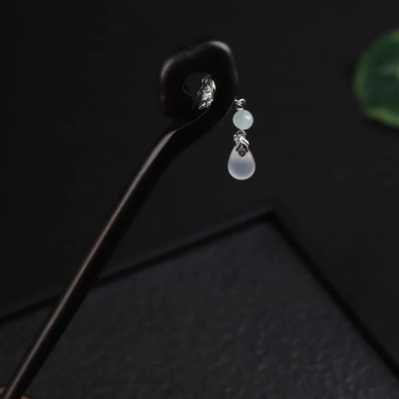 Buddha Stones Ebony Auspicious Cloud Courage Hairpin