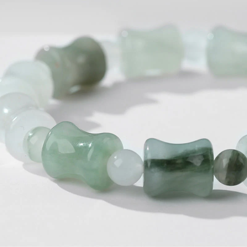 Buddha Stones Jade Coconut Shell Bamboo Pattern Abundance Luck Bracelet