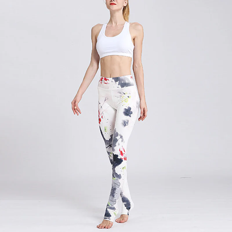 Buddha Stones Lotus Flower Print Design Pants Sports Fitness Yoga Leggings Women's Yoga Pants