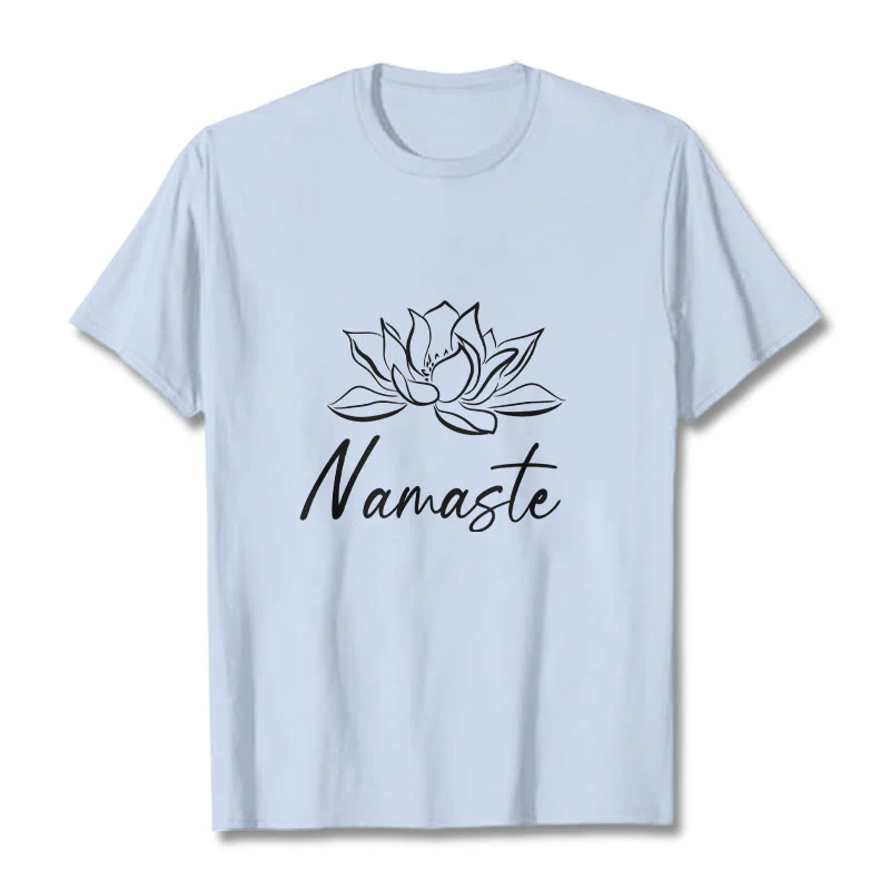 Buddha Stones Simple Lotus Flower Namaste Meditation Cotton Tee T-shirt