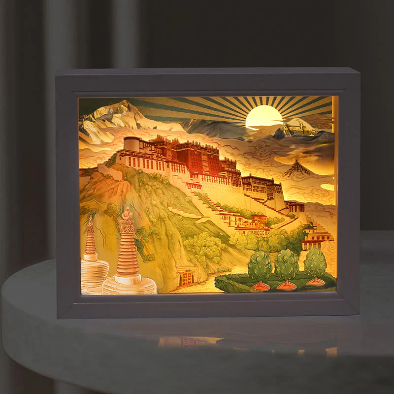 Buddha Stones Tibet Potala Palace Paper LED Carving Lamp Art Night Lights Creative LED Table Lamp
