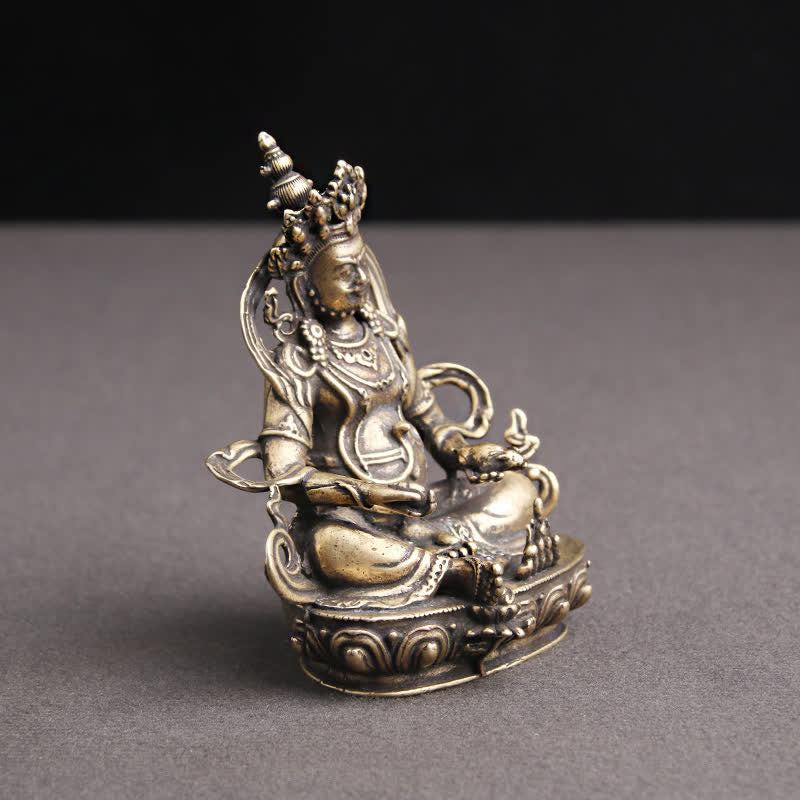 Buddha Stones Yellow Jambhala Bodhisattva Figurine Serenity Copper Statue Decoration
