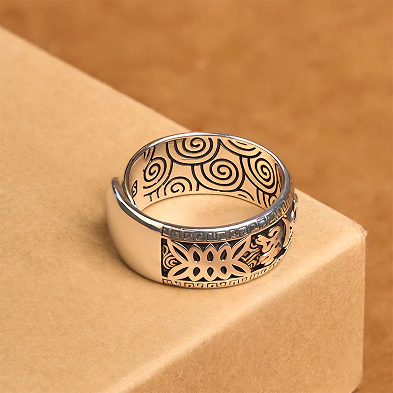 Buddha Stones Om Mani Padme Hum Copper Adjustable Wealth Ring