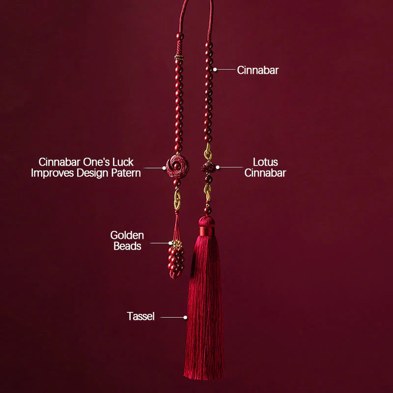 Buddha Stones One's Luck Improves Design Patern Natural Cinnabar Lotus Blessing Car Hanging Decoration