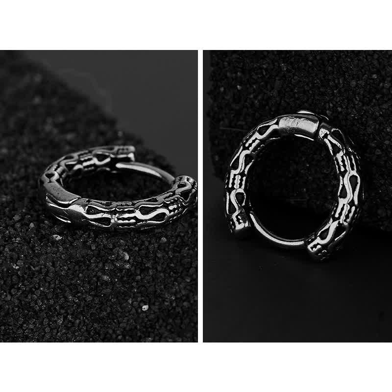 Buddha Stones Retro Pattern Titanium Steel Balance Earrings