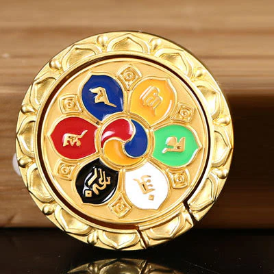 Buddha Stones Tibetan Om Mani Padme Hum Peace Phone Ring Bracket Universal Phone Holder Decorations