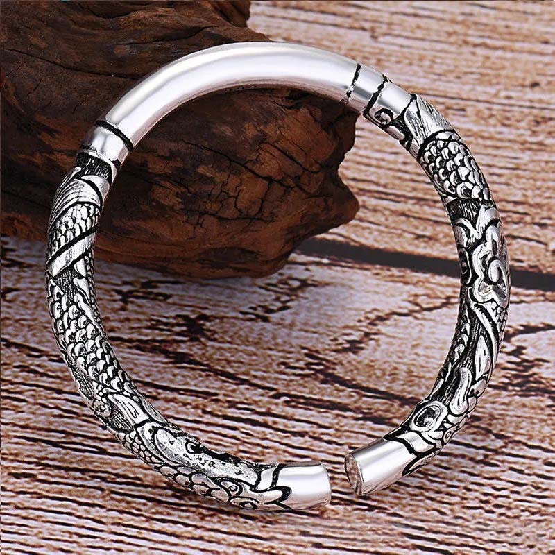 Buddha Stones Dragon Auspicious Clouds Luck Protection Bracelet Adjustable Bangle