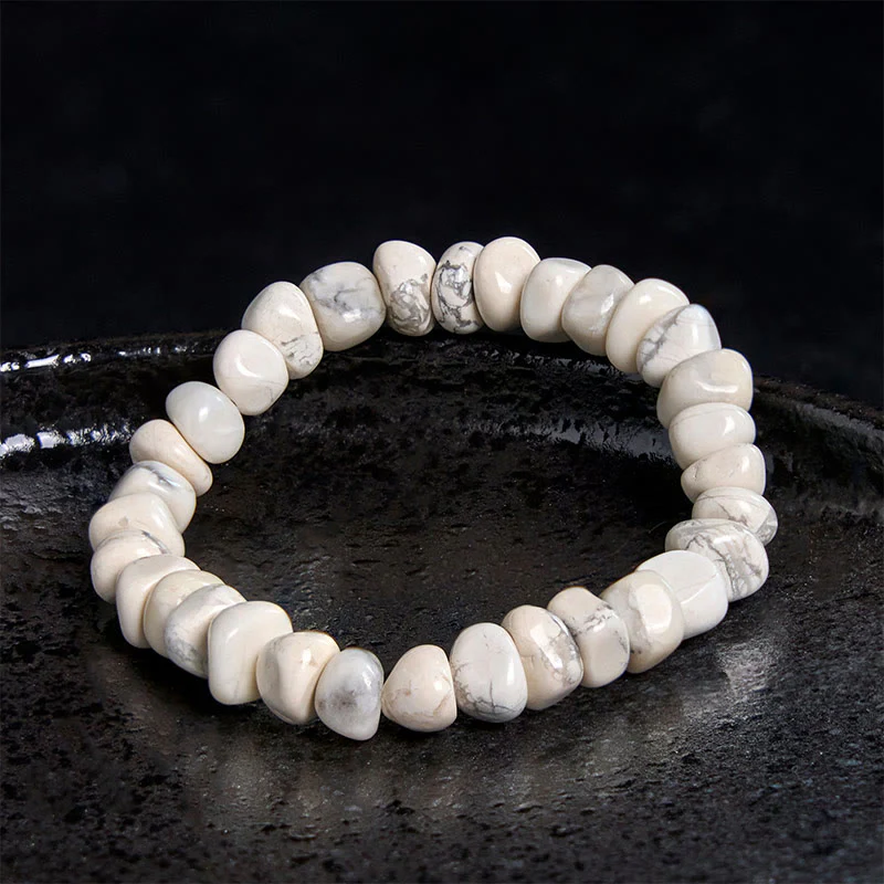 Buddha Stones White Turquoise Irregular Blocks Courage Bracelet