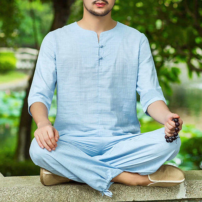 Buddha Stones Meditation Prayer Spiritual Zen Practice Uniform Clothing Men's Set