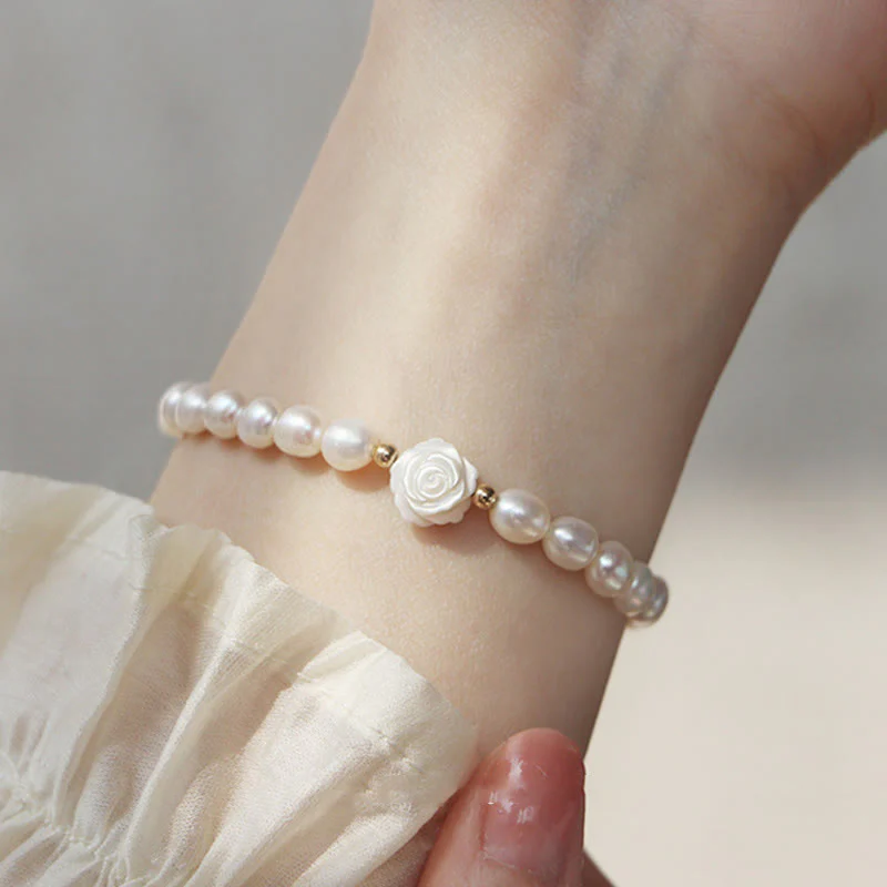 Buddha Stones Natural Flower Pearl Sincerity Bead Bracelet