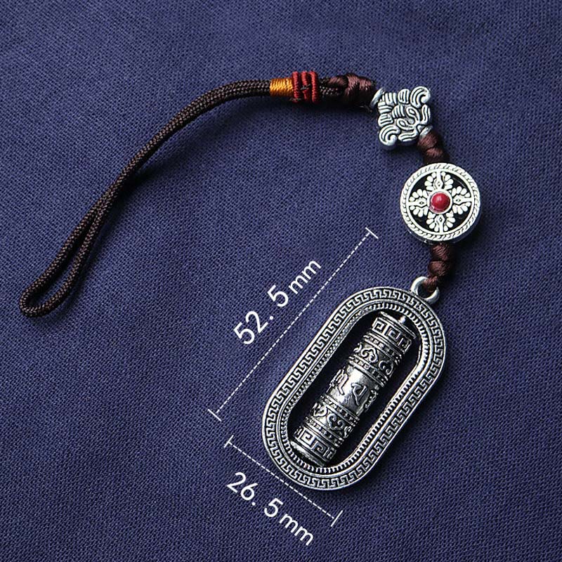 Buddha Stones Tibet Om Mani Padme Hum Prayer Wheel Peace Rotatable Car Hanging Decoration