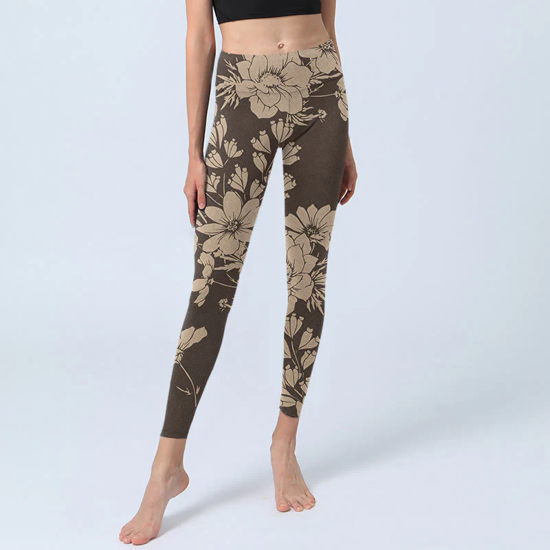 Buddha Stones Flowers Blossom Print Sports Fitness Leggings Women's Yoga Pants
