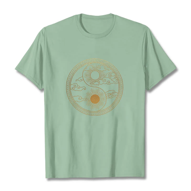 Buddha Stones Yin Yang Sun Auspicious Clouds Tee T-shirt