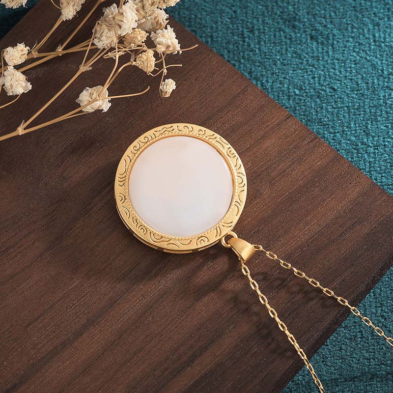 Buddha Stones White Jade Year of the Tiger Blessing Necklace