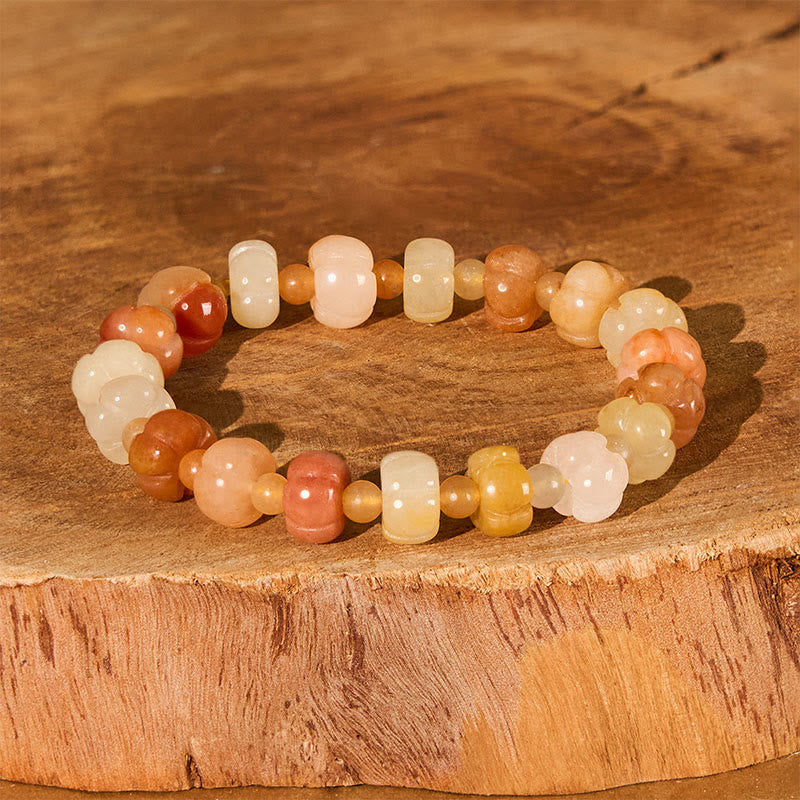 Buddha Stones Golden Silk Jade Pumpkin Beads Wealth Luck Bracelet