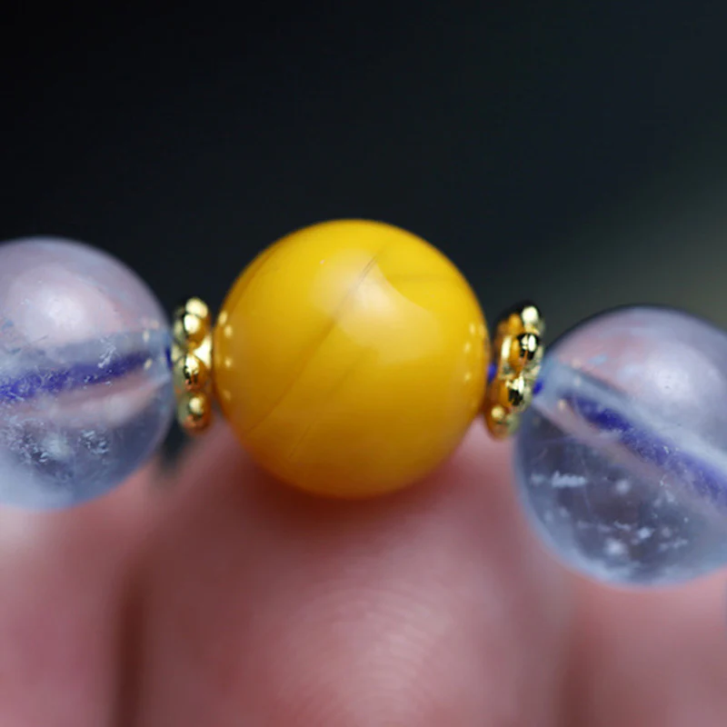 Buddha Stones Aquamarine Red Agate Peace Gourd Charm Bracelet