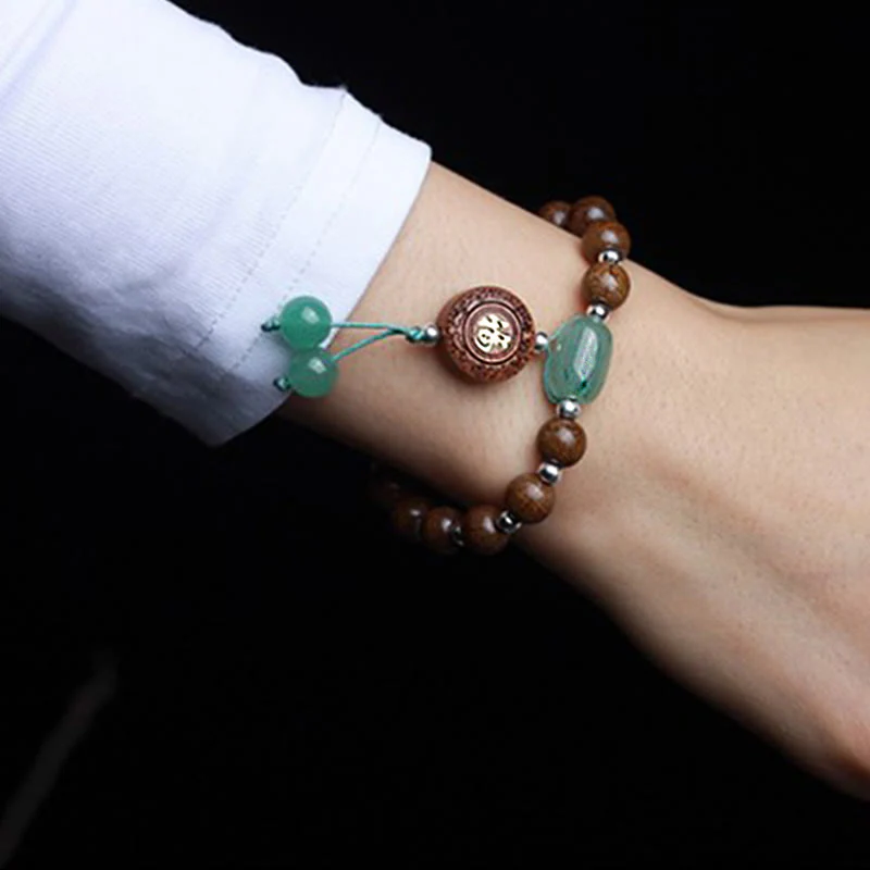 Buddha Stones Abelia Biflora Wood Happiness Protection Bracelet